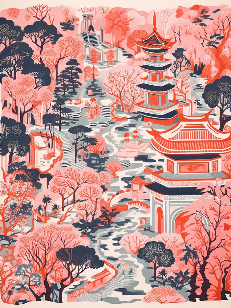 Yuyuan Gardens Abstract Riso Style 3