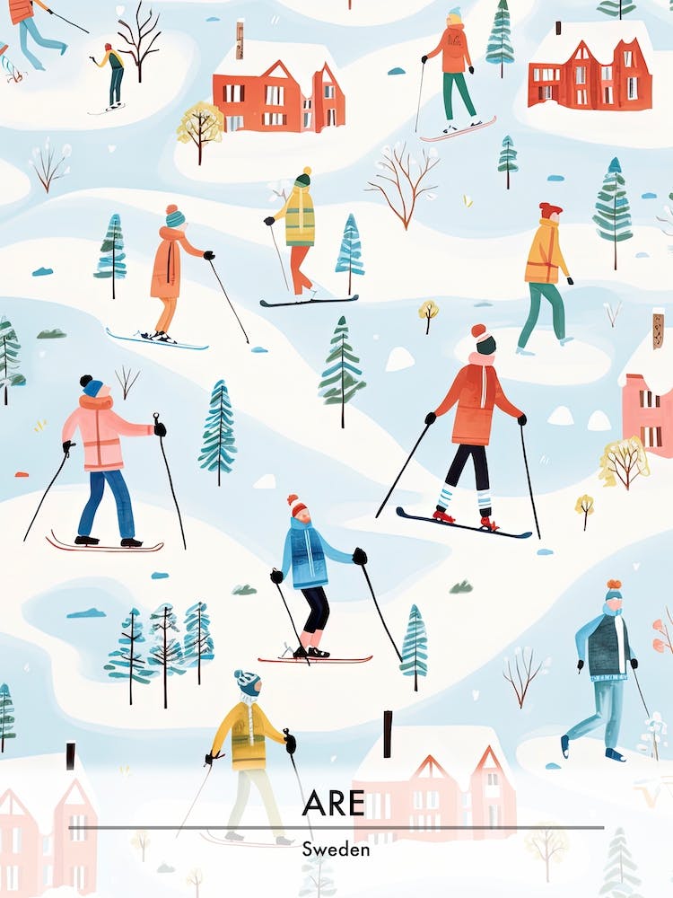 Are, Sweden, Ski Resort Poster Illustration 3