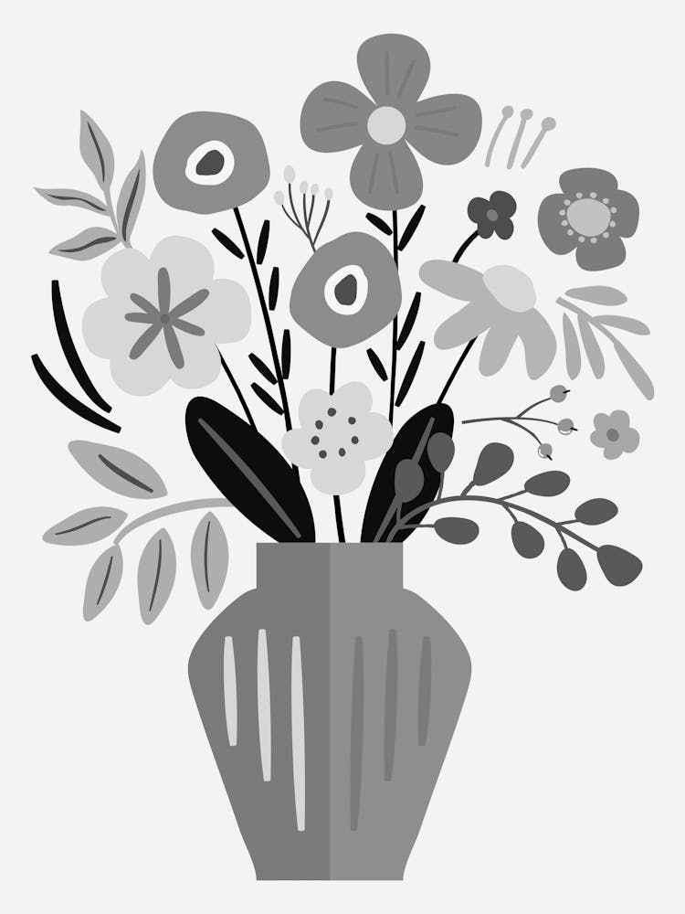 Black And White Floral Arrangement 1