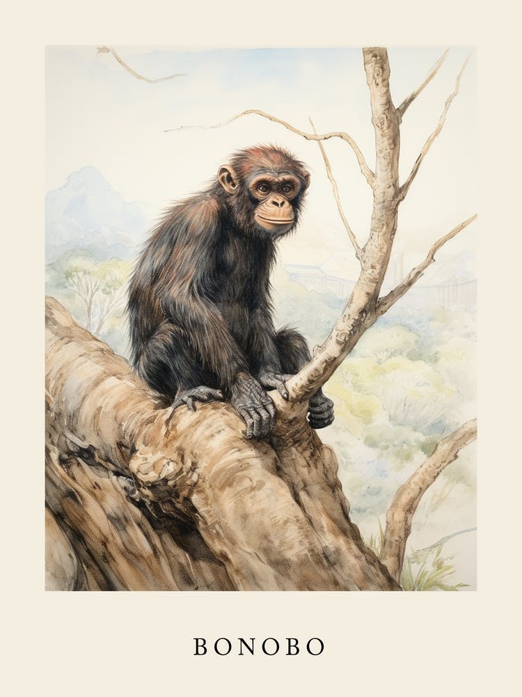 Beatrix Potter Inspired  Animal Watercolour Bonobo 1