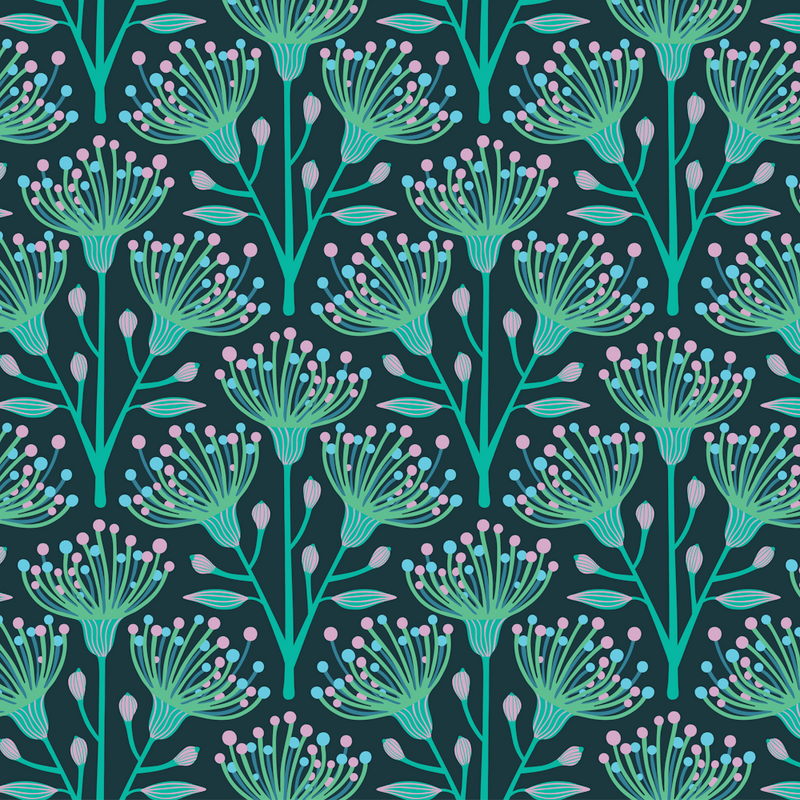AUSTRALIAN EUCALYPTUS Floral Botanical in Aqua Blue Turquoise Green Pink