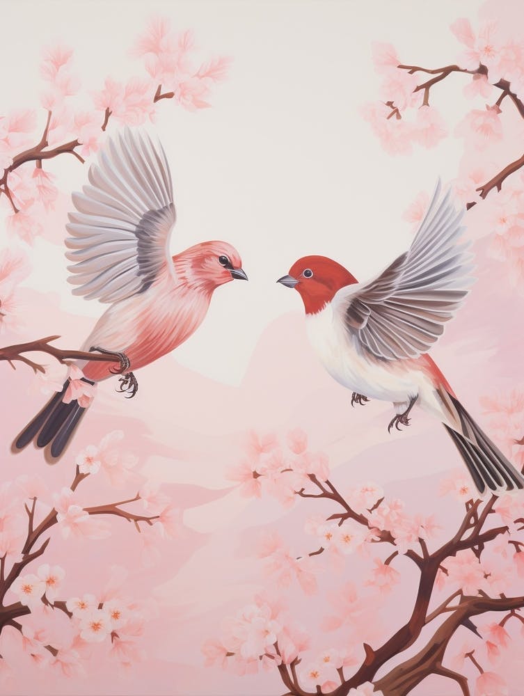 Vintage Japanese Inspired Bird Print House Sparrow 3