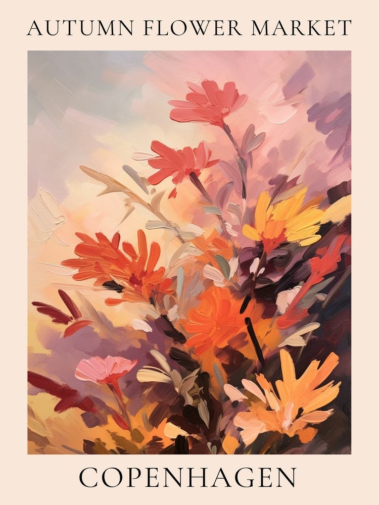 Autumn Flower Market Poster Copenhagen