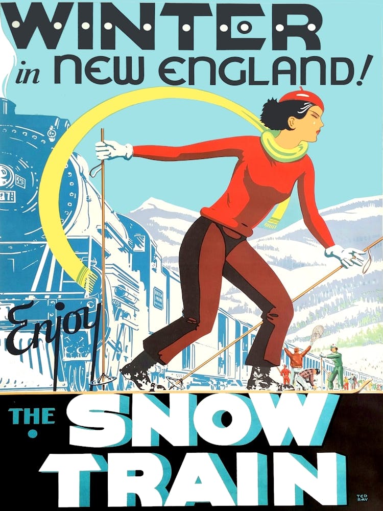 Winter In New England, Vintage Travel Poster
