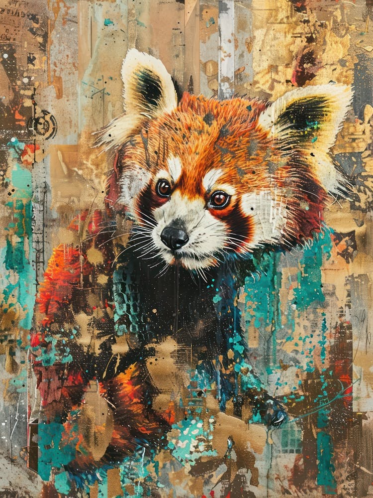Red Panda Gold Effect Collage 3