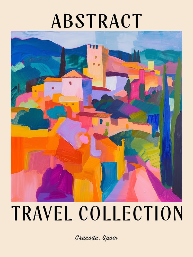 Abstract Travel Collection Poster Granada Spain 1