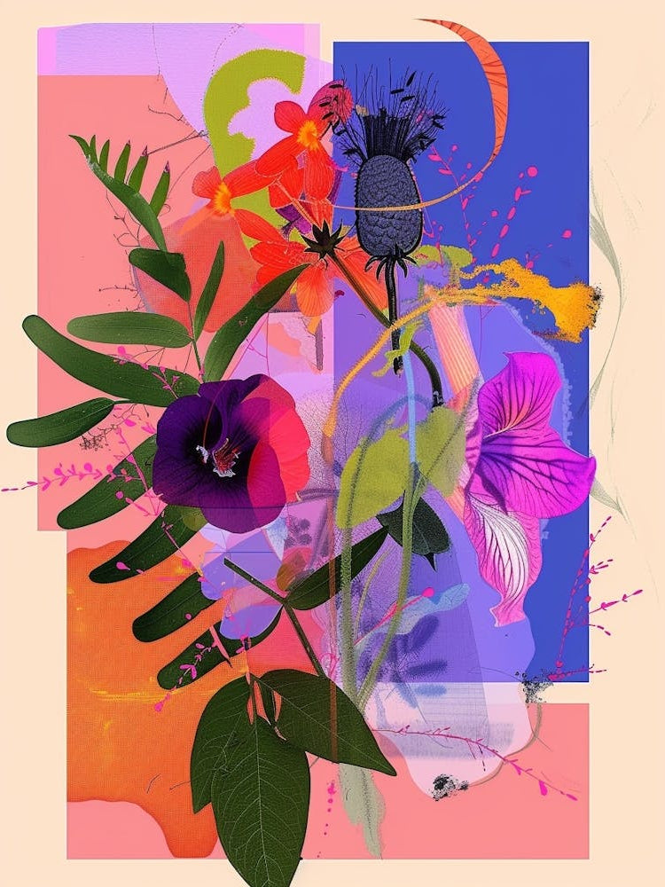 Veronica 3 Neon Flower Collage