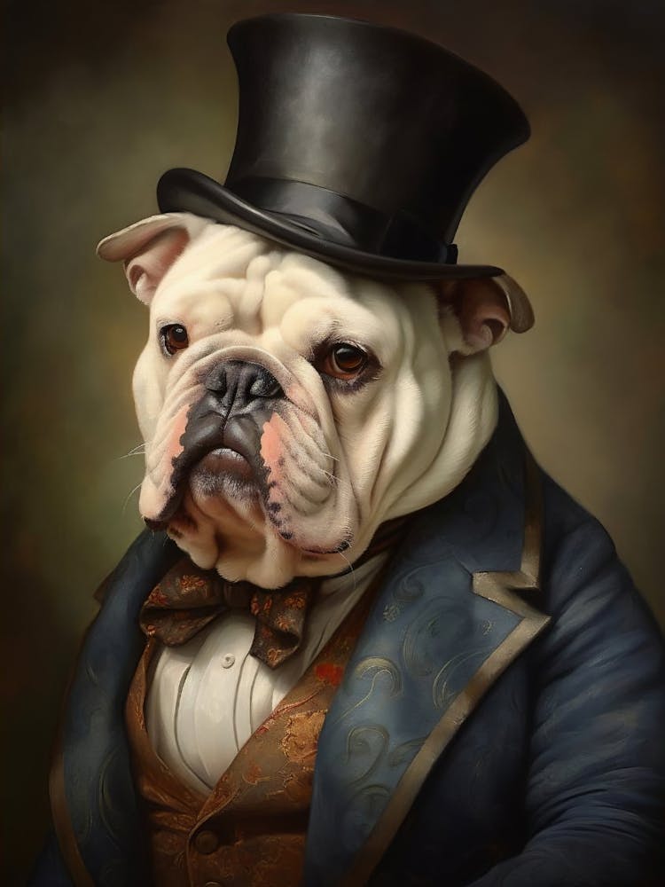 Victorian Animal Portrait Dressed Animal Prints Royal Bulldog Poster Pet Portrait Altered Art Renaissance Dog Portrait Animal Lover Gift