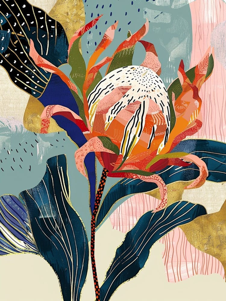 Colourful Flower Illustration Protea 3