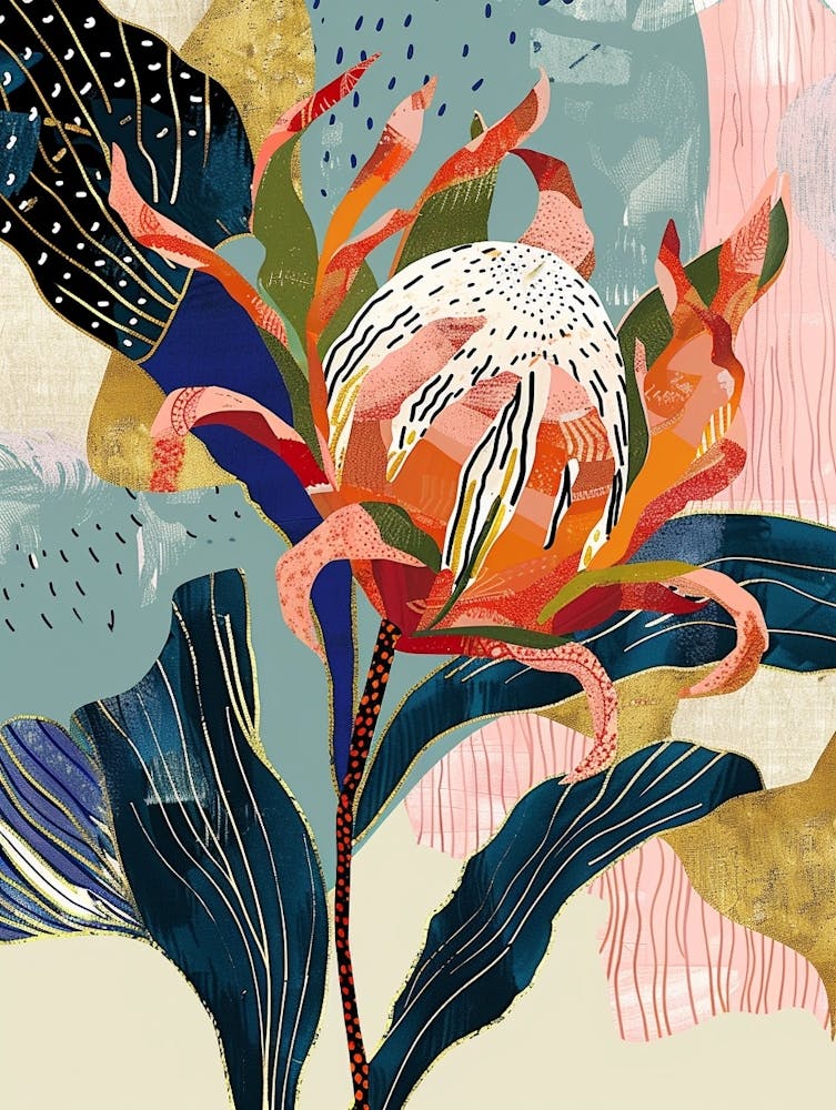 Colourful Flower Illustration Protea 3