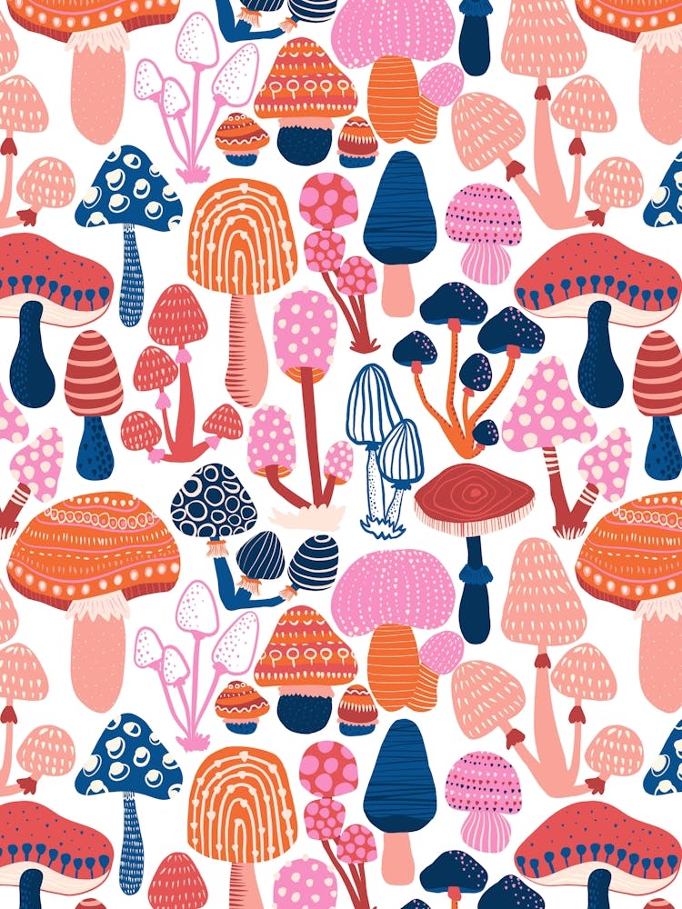 Mushroom Magic Rustic Hand Drawn Botanical Fungus