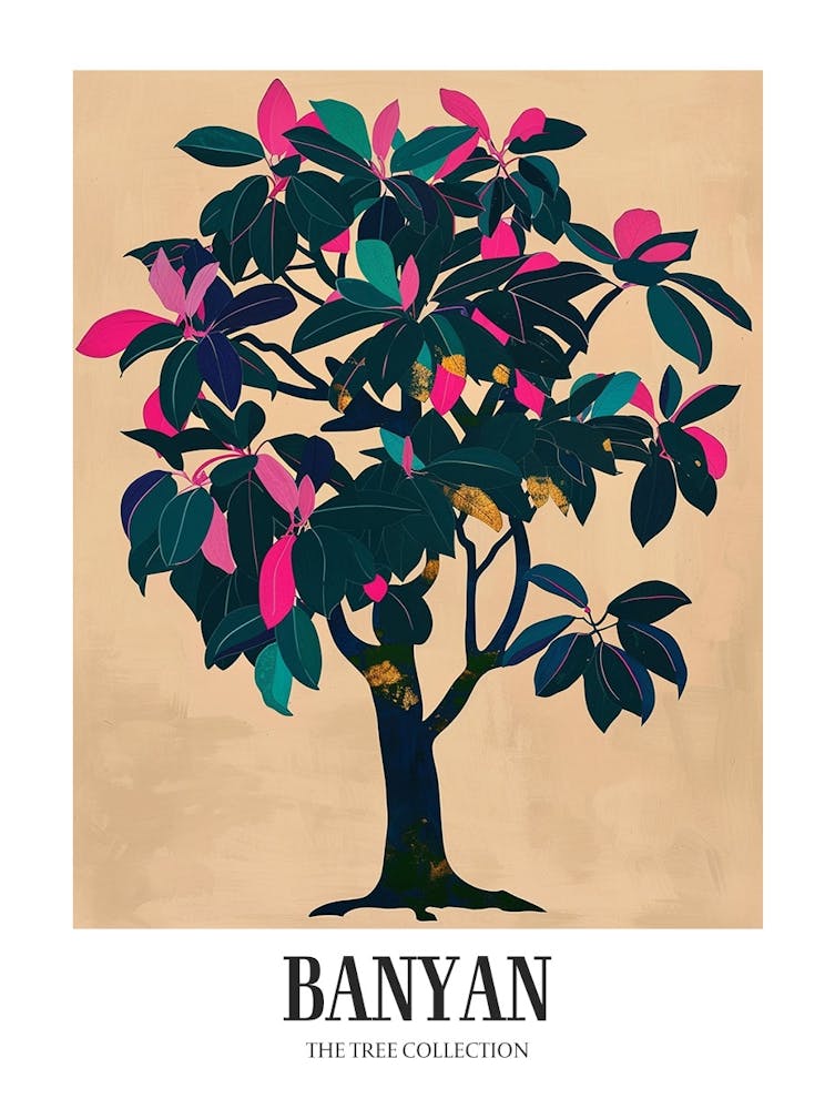Banyan Tree Colourful Illustration 4 Poster