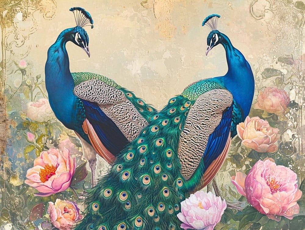 Florale Tierillustration Pfau 3