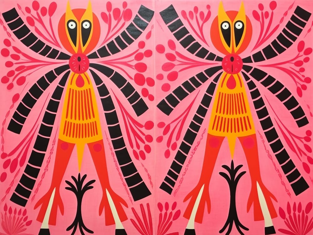 Spider 2 Folk Style Animal Illustration
