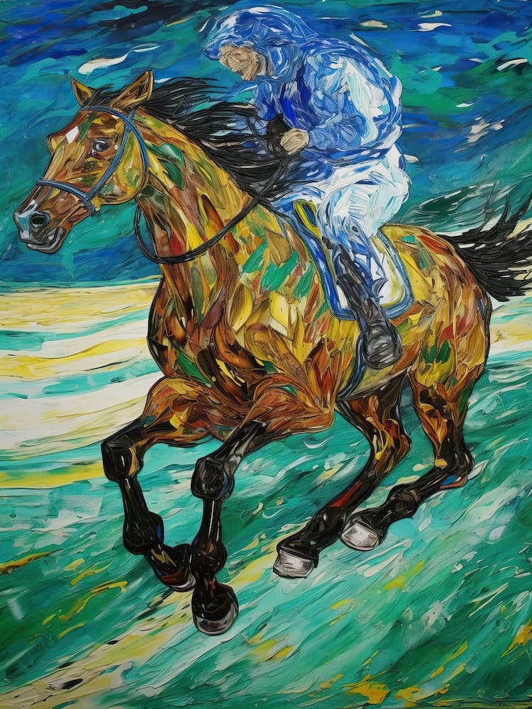 Horse Racing In The Style Of Van Gogh 1