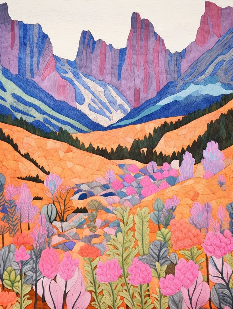 Cradle Mountain Australia 3 Colourful Mountain Illustration