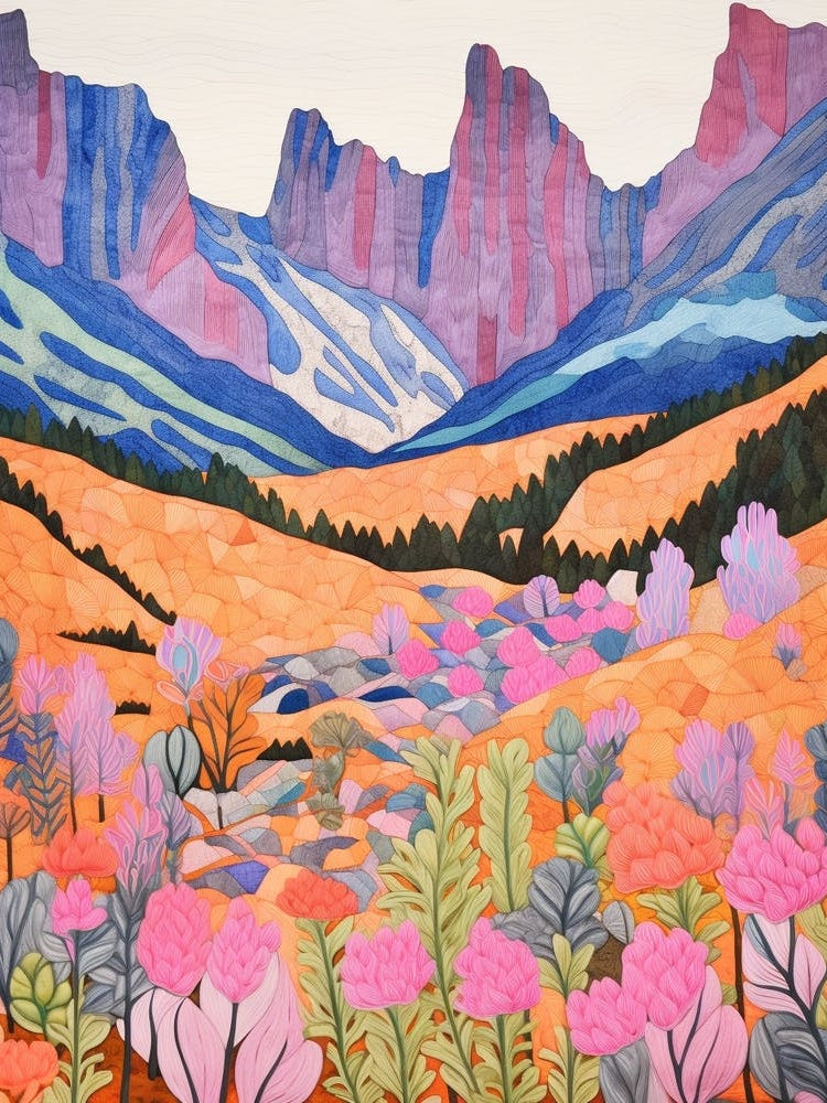 Cradle Mountain Australia 3 Colourful Mountain Illustration