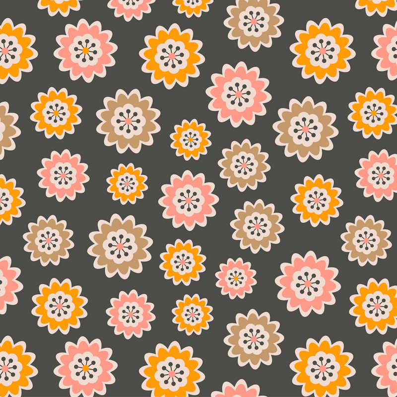 SUPER BLOOM Retro Floral Botanical in Earthy Vintage Desert Brown Pink Yellow Beige Cream