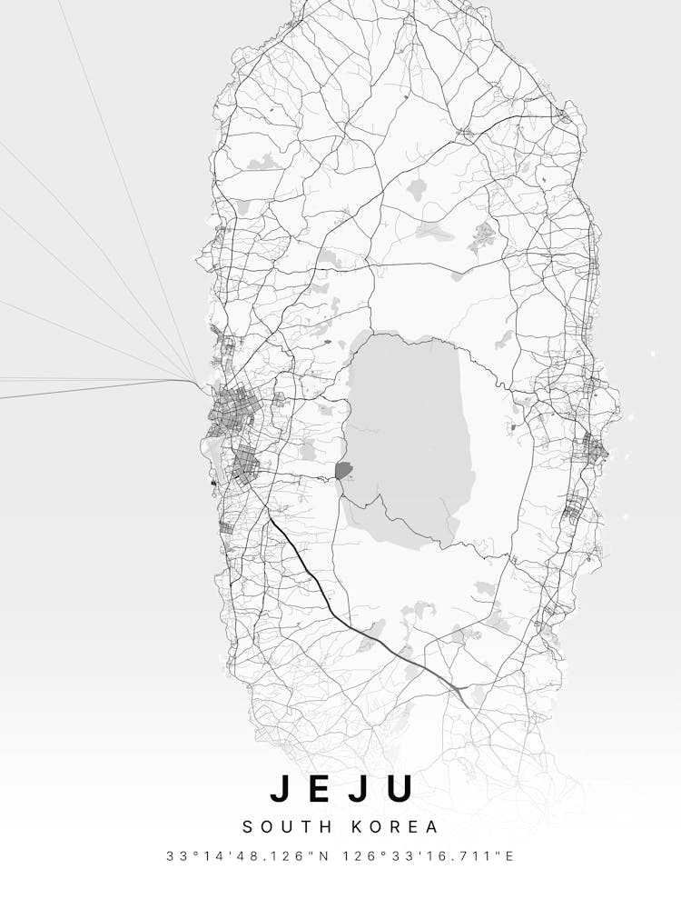 Jeju South Korea White Map