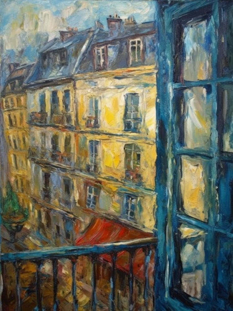 Window View Of Paris In The Style Of Expressionism 3