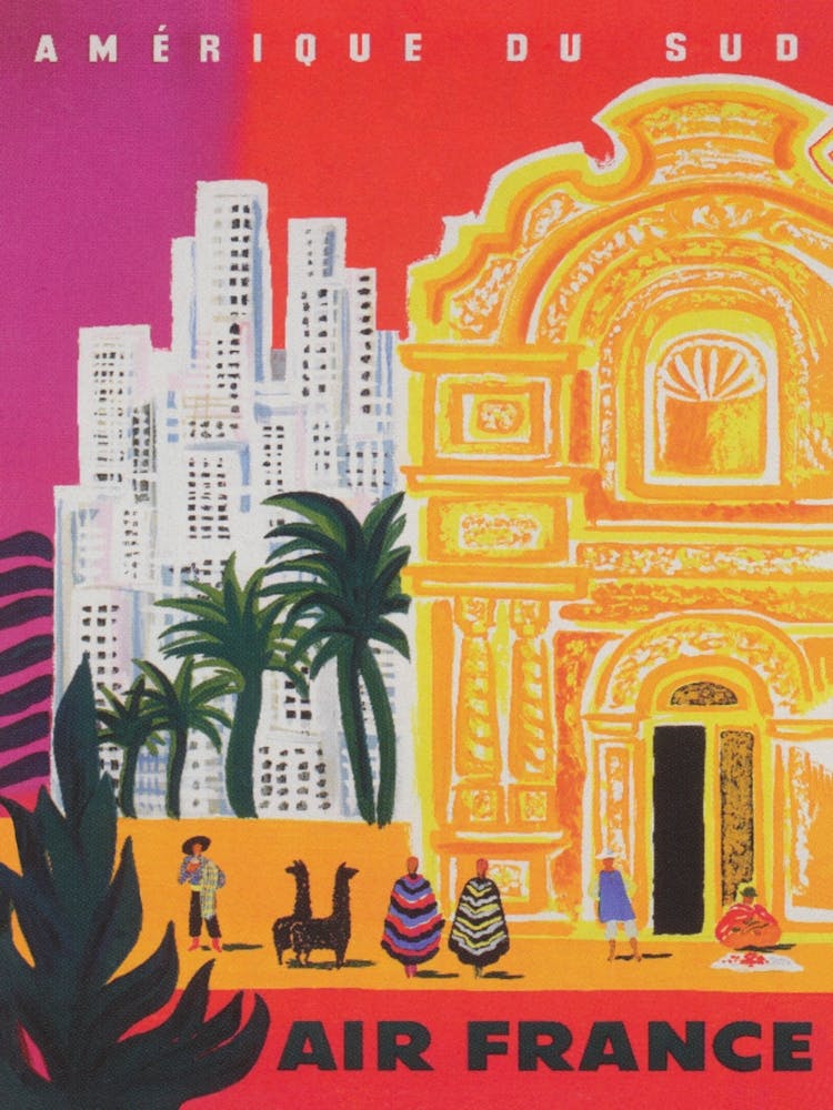 South America Colorful Vintage Travel Poster