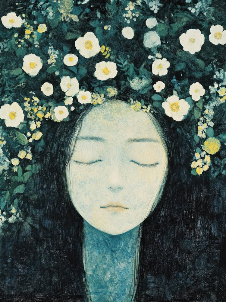 Woman With Flowers On Her Head 17