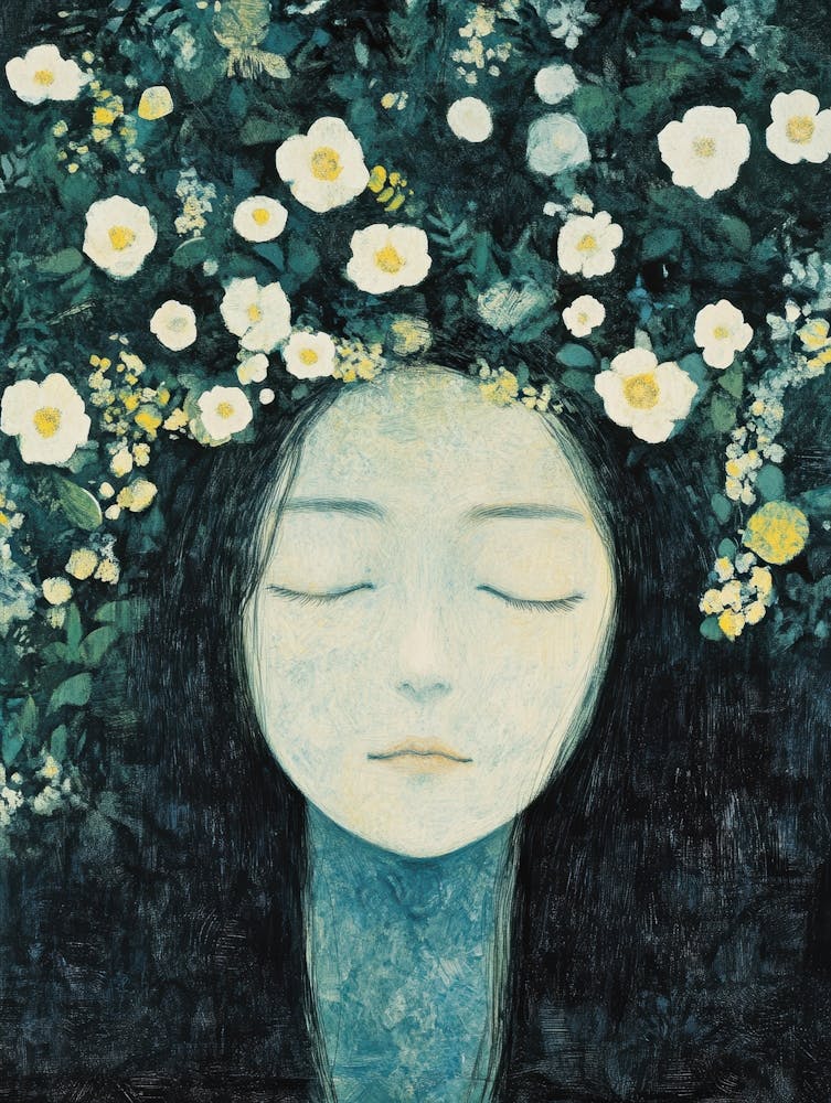 Woman With Flowers On Her Head 17