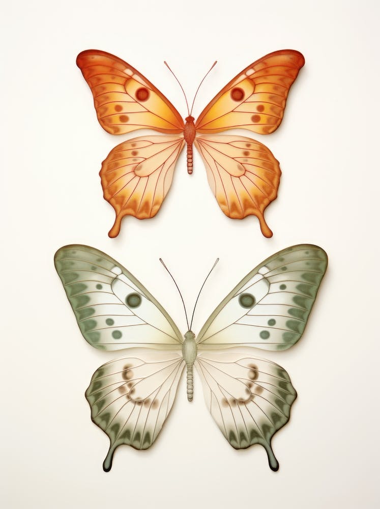 Two Butterflies Isolated On White Background