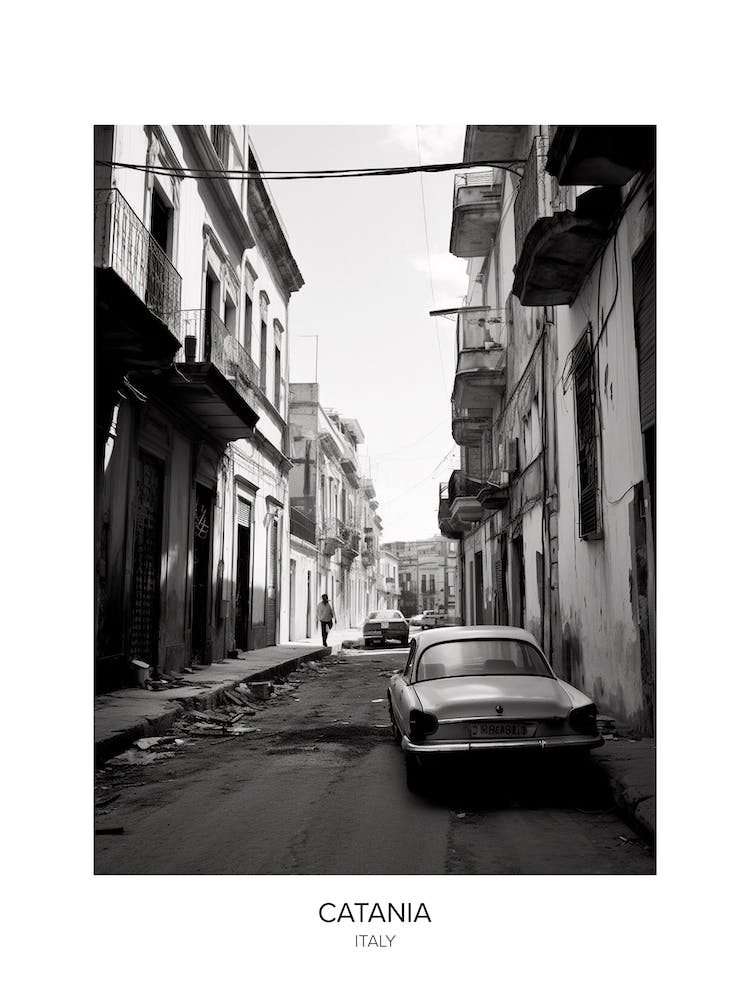 Poster Of Catania, Italy, Black And White Photo 1
