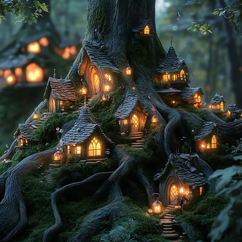 Fantasy Fairy Village Twilight Scene 14