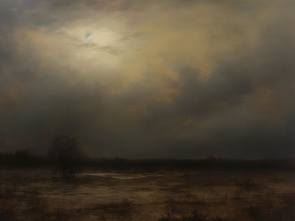 Moody Mountain Landscape Vintage