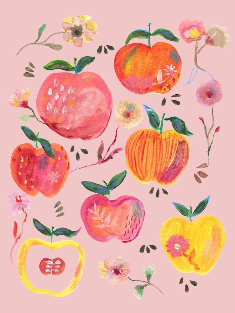 Apples And Florals Pink
