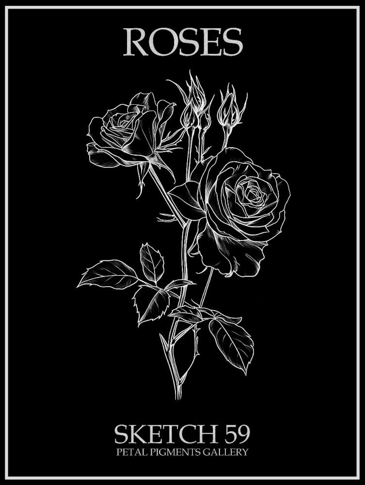 Roses Sketch 59 Poster Inverted