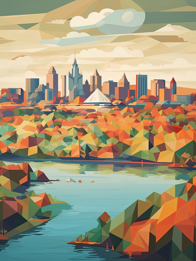 Montreal, Canada, Geometric Illustration 4