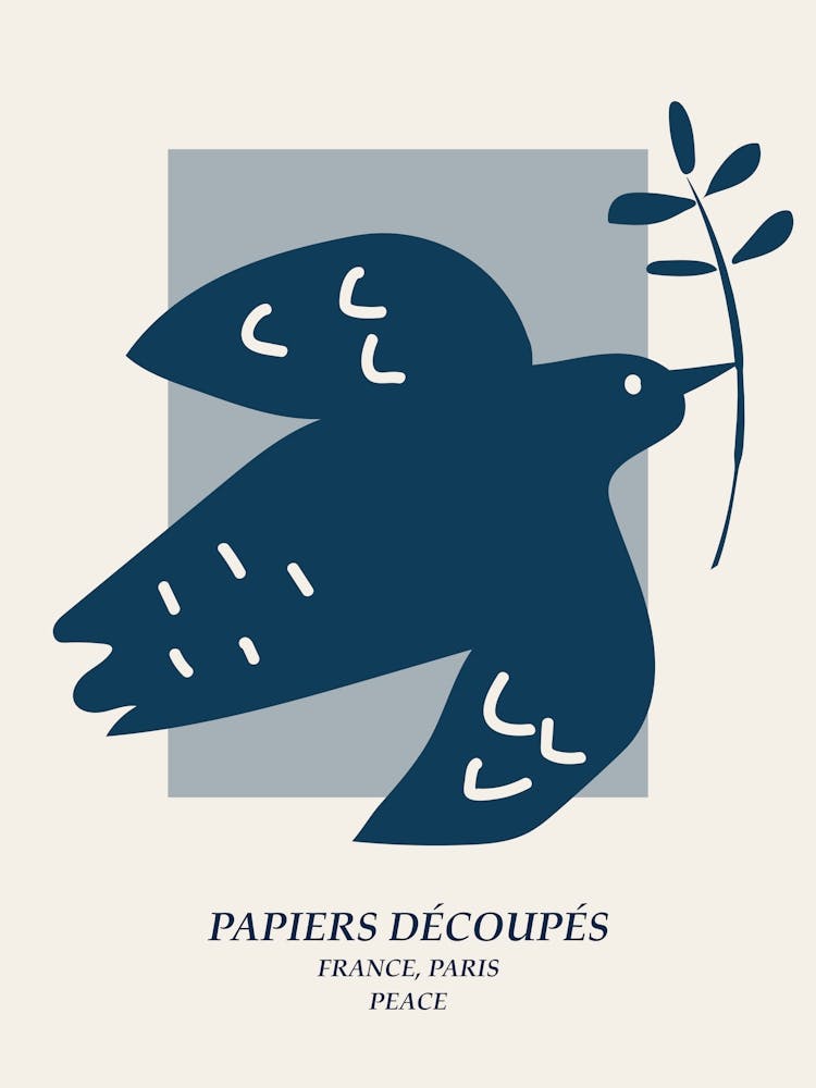 Peace Dove Bird, Matisse Picasso style, Mid century modern, Minimalist retro print
