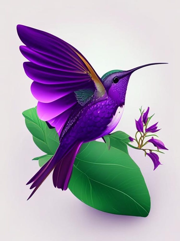 Violet Crowned Hummingbird Cute Kawaii