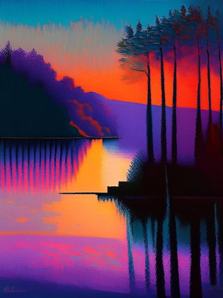 The Plitvice Lakes National Park Sunset 