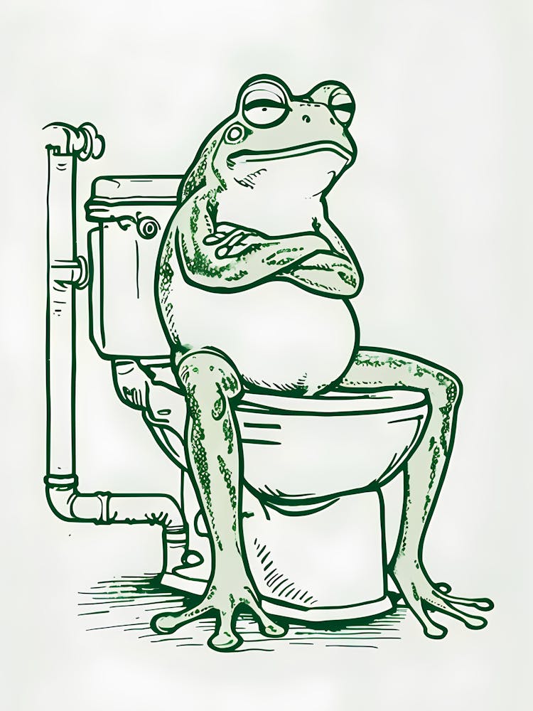 Frog On Toilet Green