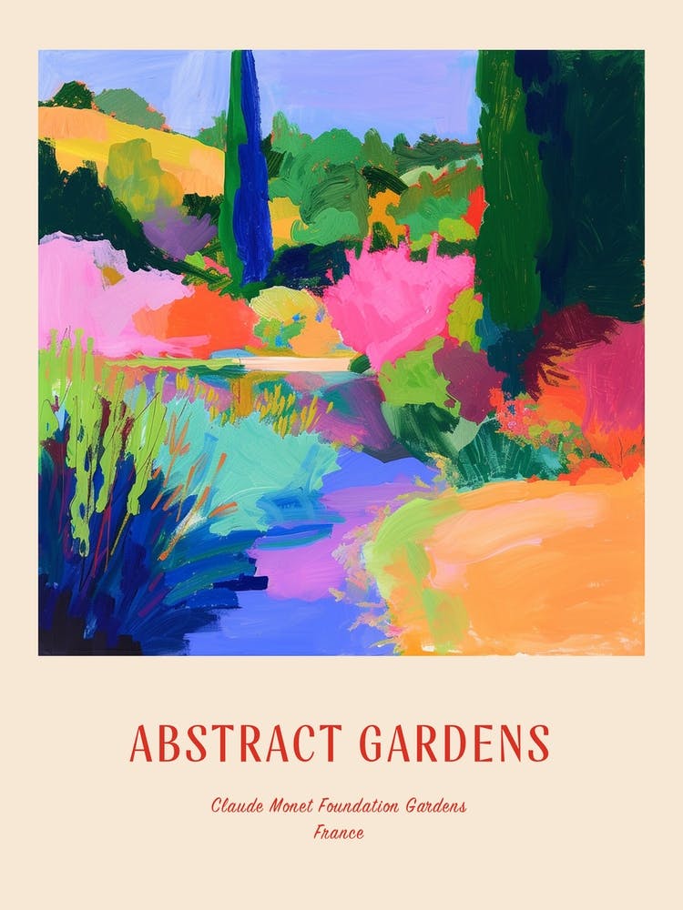 Colourful Gardens Claude Monet Foundation Gardens France 2 Red Poster