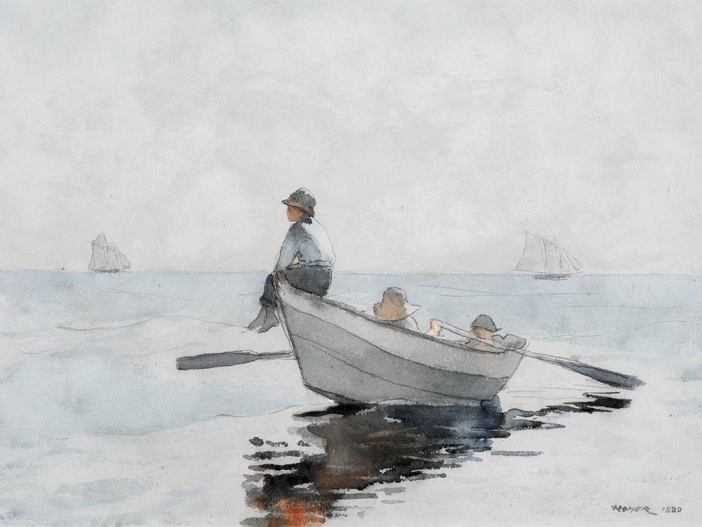 Children In A Boat Painting