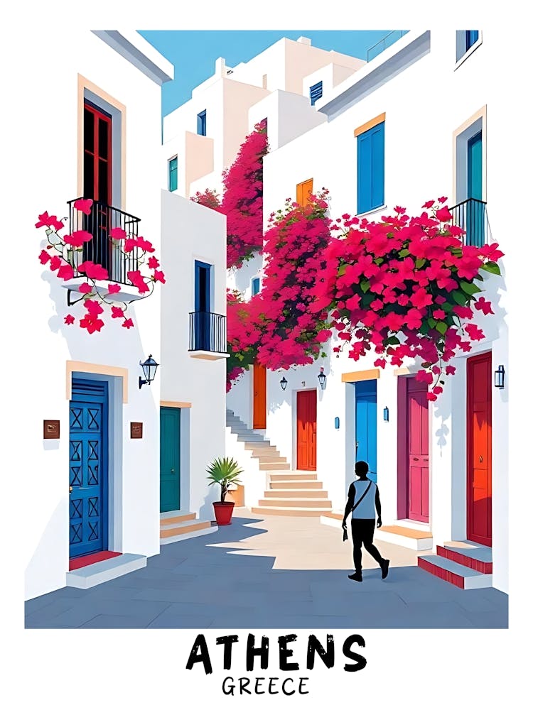 Athen Griechenland Vintage Reiseposter 13