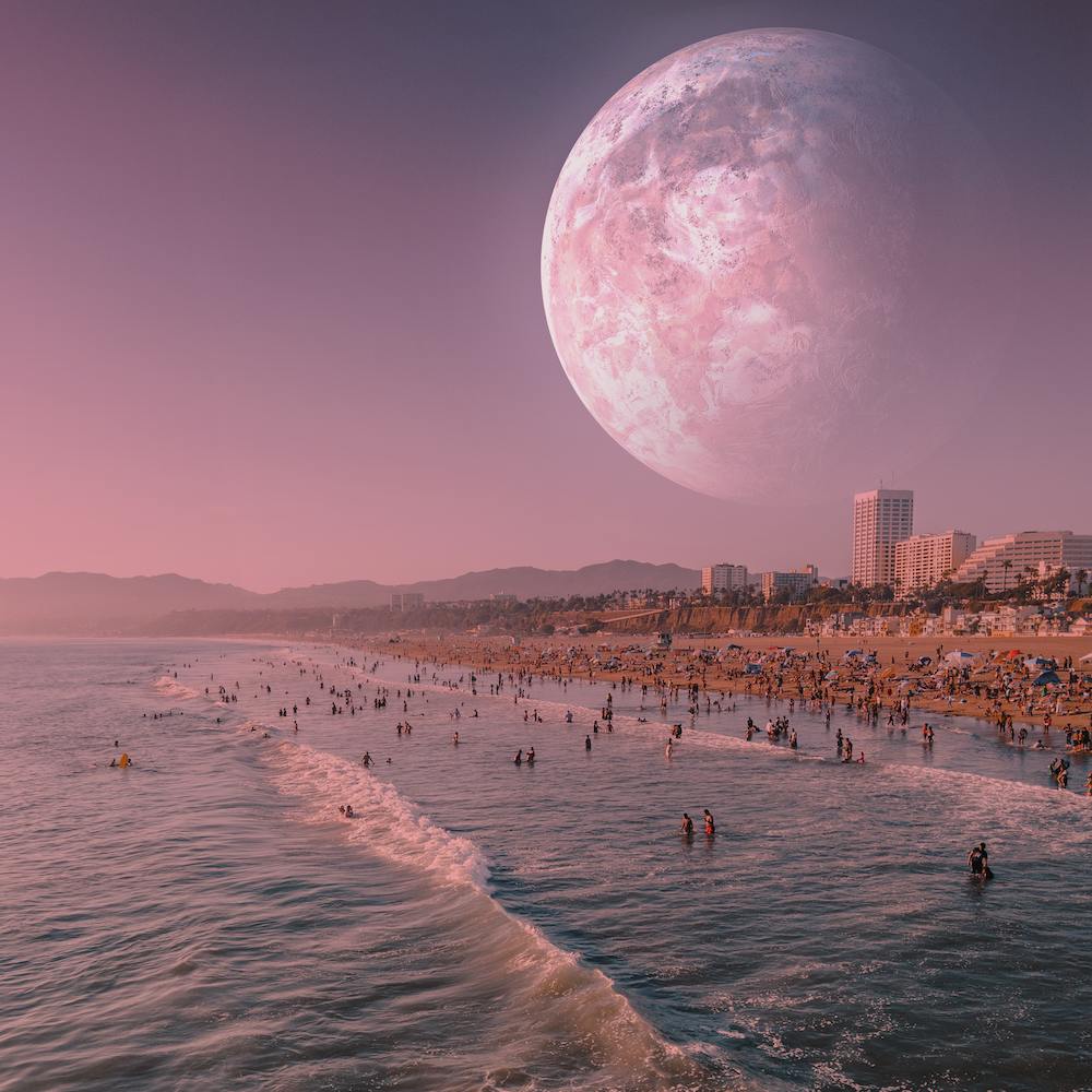 Full Moon Over The Beach