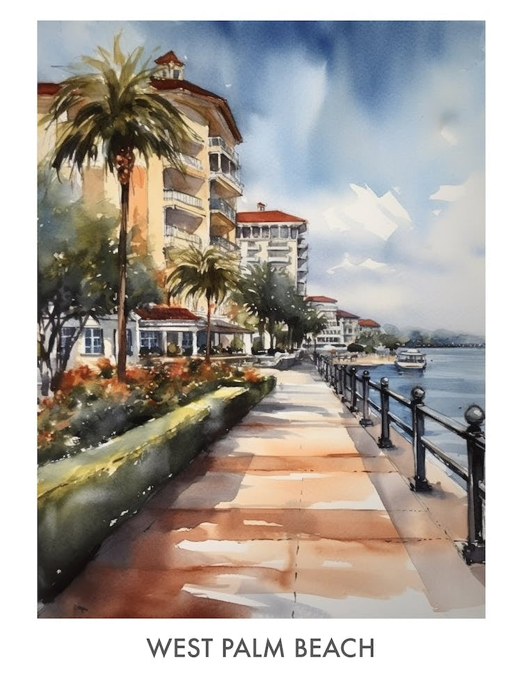 West Palm Beach Watercolor 4travel Poster
