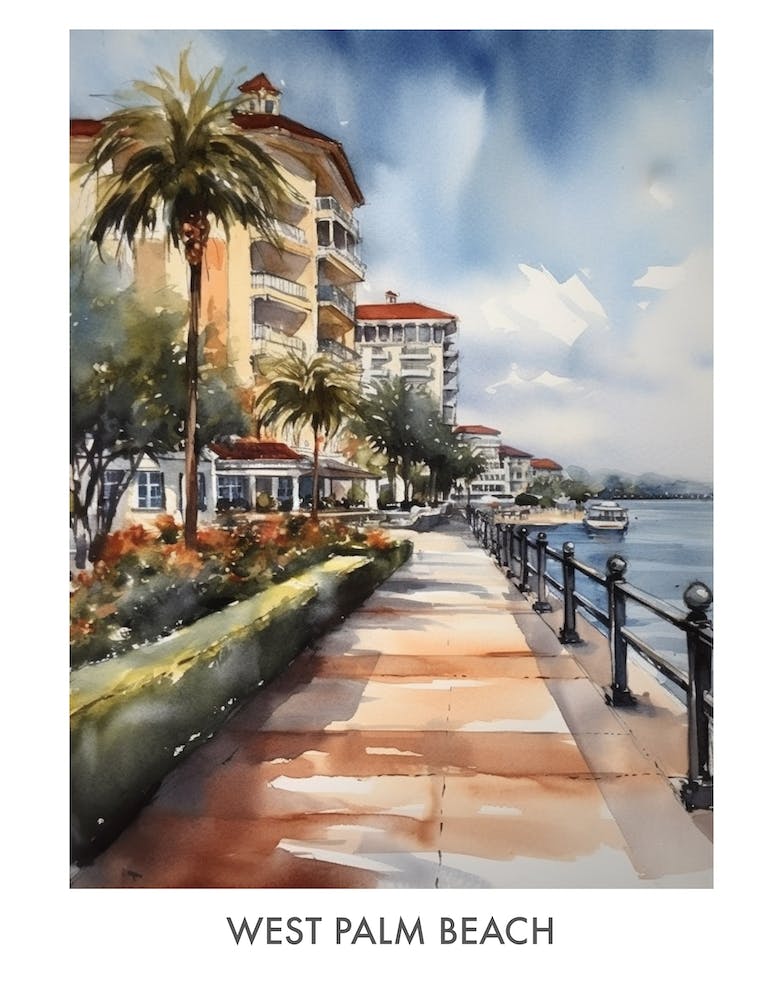 West Palm Beach Watercolor 4travel Poster