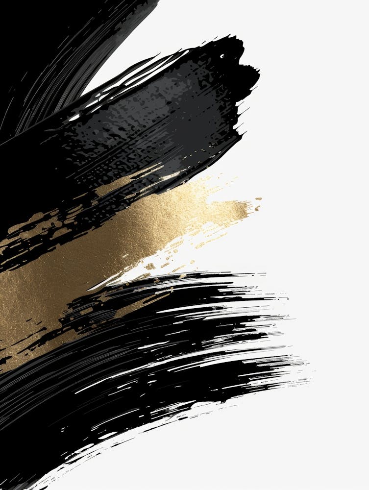 Abstract Black And Gold Brush Strokes 1