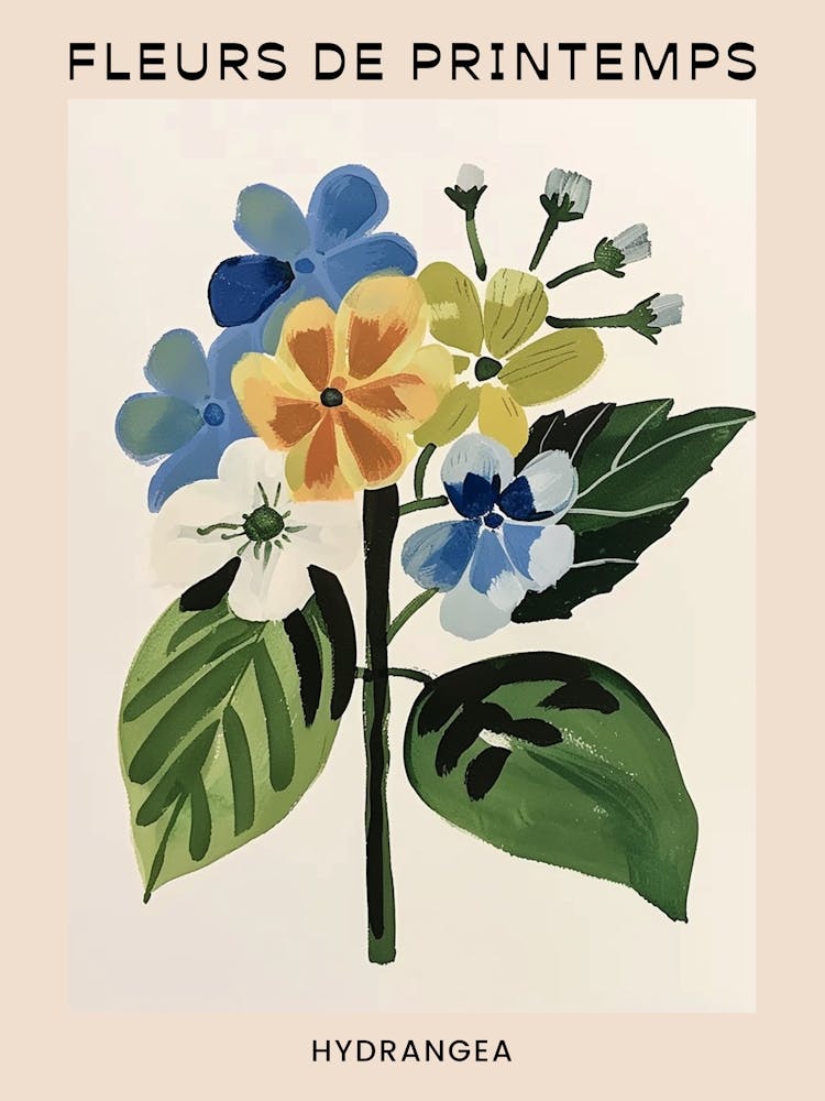 Spring Floral French Poster  Hydrangea 4