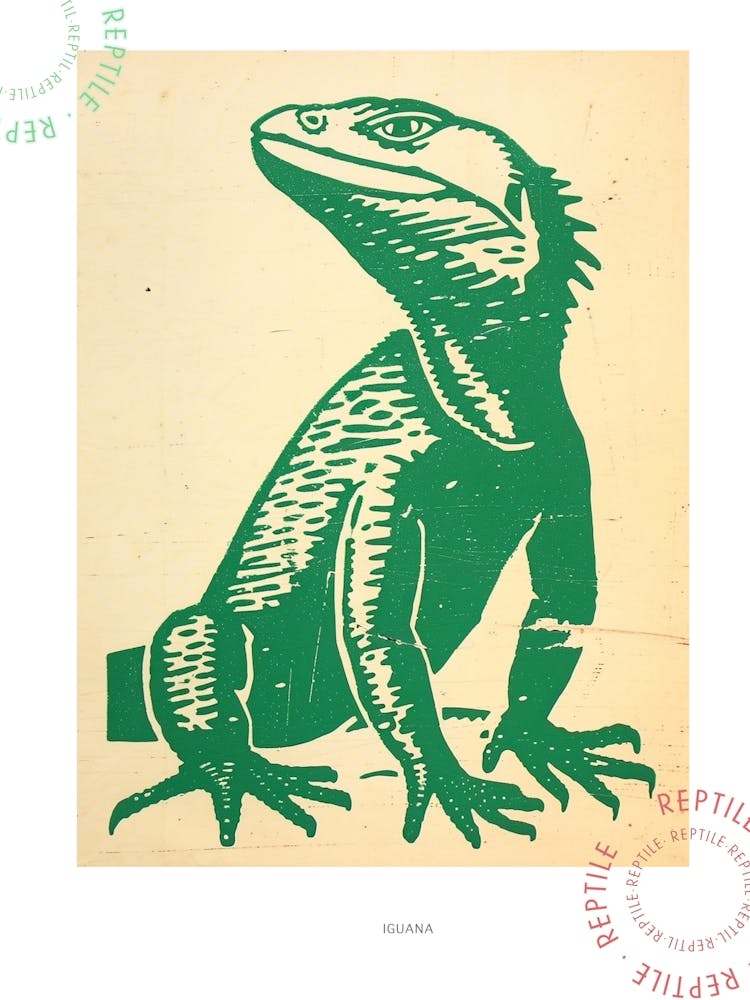 Green Iguana Bold Block 1 Poster