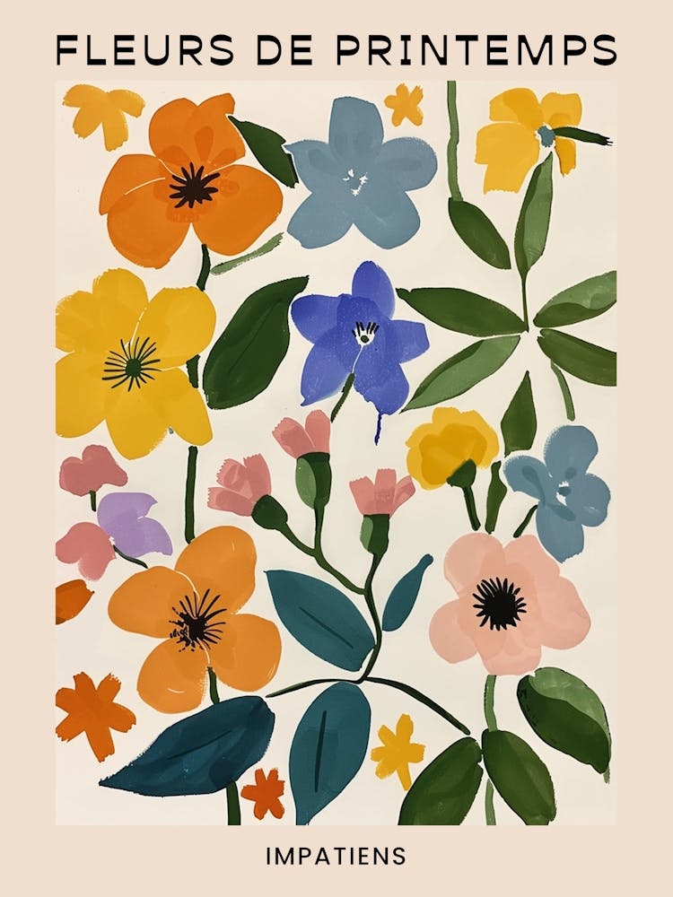 Französisches Frühlingsblumen-Poster Impatiens 2