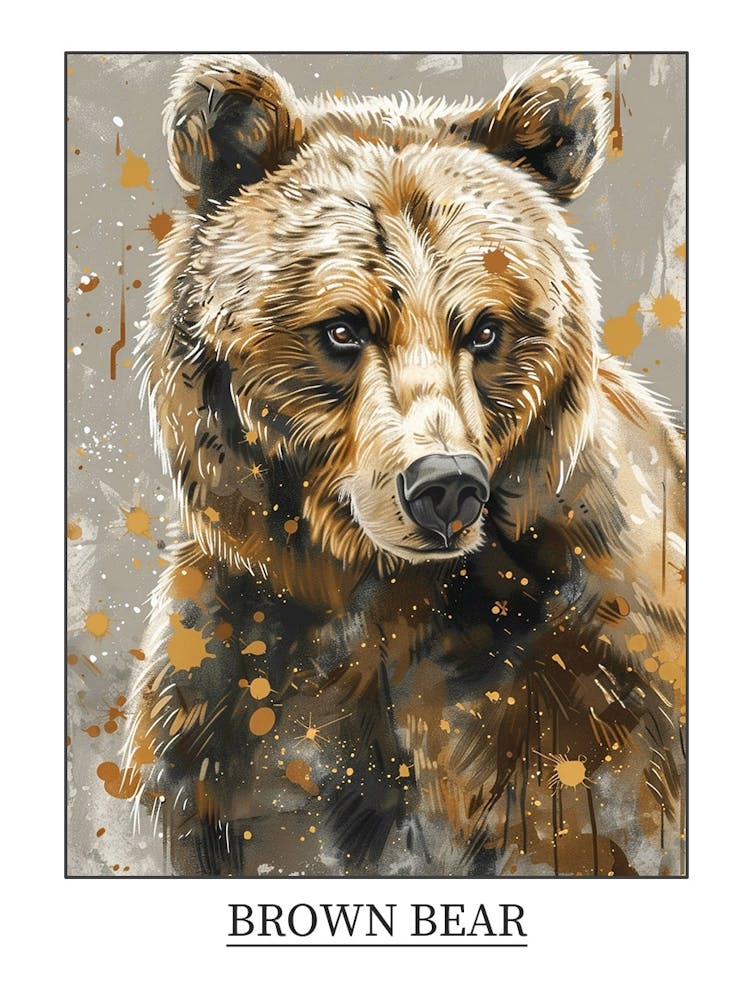 Brown Bear Precisionist Illustration 1 Poster