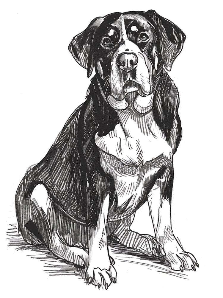 Entlebucher Mountain Dog Line Sketch 2